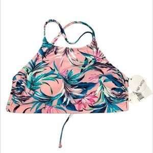 Hot Water pink floral halter top swim bikini size medium